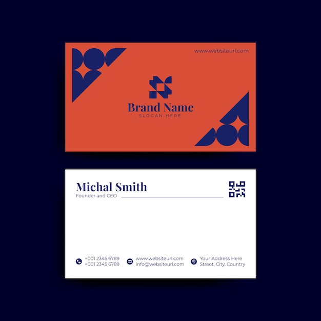 Diseño de tarjeta de visita moderna azul naranja