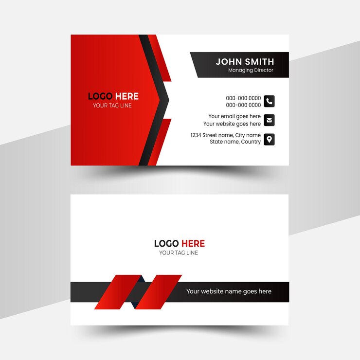 Diseño de tarjeta de visita moderna en color rojo blanco y negro