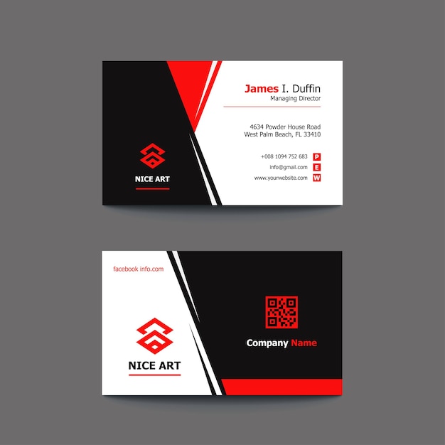 Diseño de tarjeta de visita moderno elegante rojo y blanco profesional