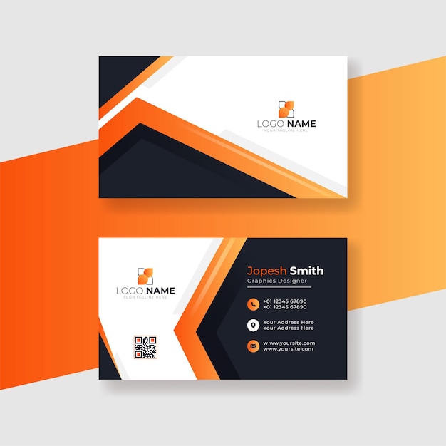 Diseño de tarjeta de visita naranja y moderno.