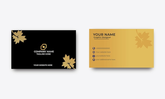 Diseño de tarjeta de visita nuevo y profesional fondo negro diseño simple color dorado