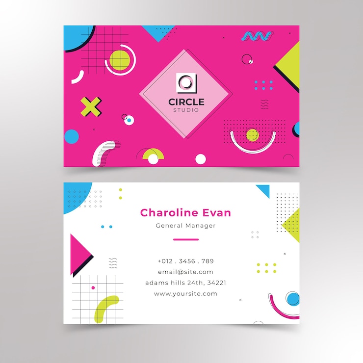 Vector diseño de tarjeta de visita profesional y vector premium de tarjeta de visita de memphis