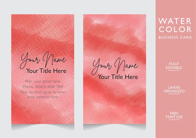 Diseño de tarjeta de visita vertical creativa acuarela moderna abstracta