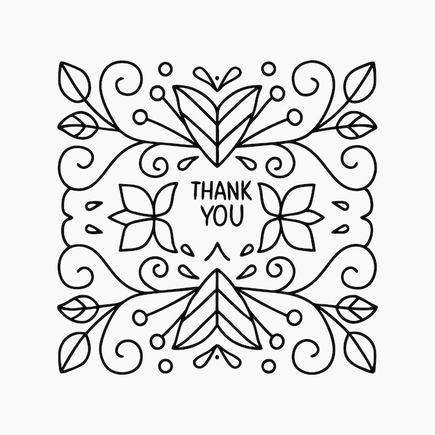 Diseño de tarjetas de agradecimiento florales dibujadas a mano