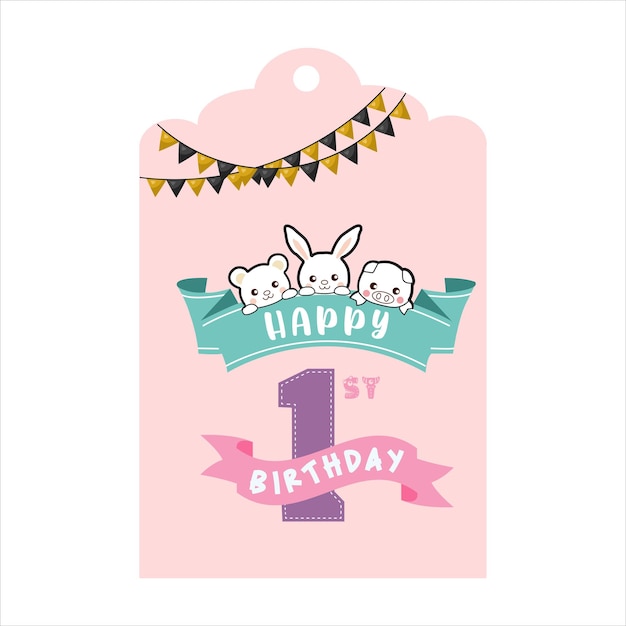 Vector diseño de tarjetas de cumpleaños para bebés