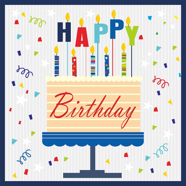 Diseño de tarjetas de cumpleaños con pasteles y velas