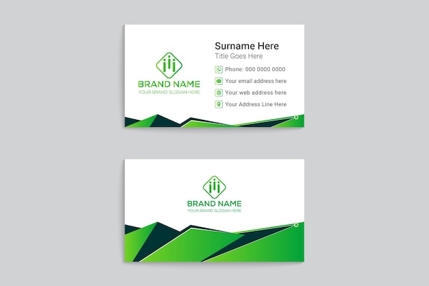 Diseño de tarjetas de empresa y color verde.