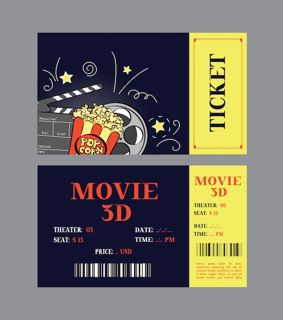 Vector diseño de tarjetas de entradas de cine