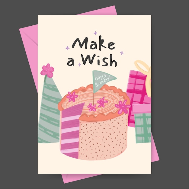 Diseño de tarjetas de felicitación de cumpleaños dibujadas a mano