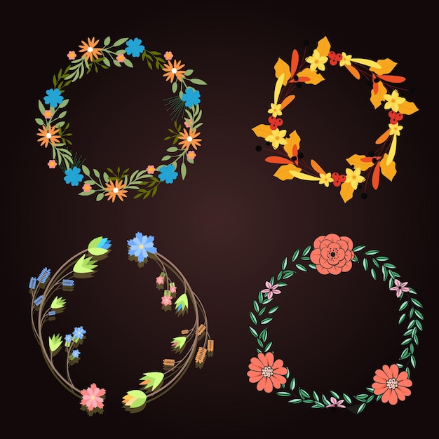 Diseño de tarjetas de felicitación de madres felices con acuarela dibujada a mano Diseño de coronas florales de flores de primavera
