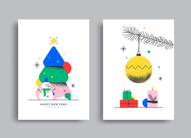 Diseño de tarjetas de felicitación de Navidad y año nuevo.