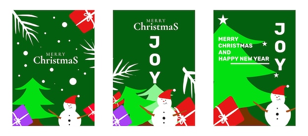 Diseño de tarjetas de felicitación de Navidad minimalistas de estilo plano Diseño sencillo de carteles de Navidad