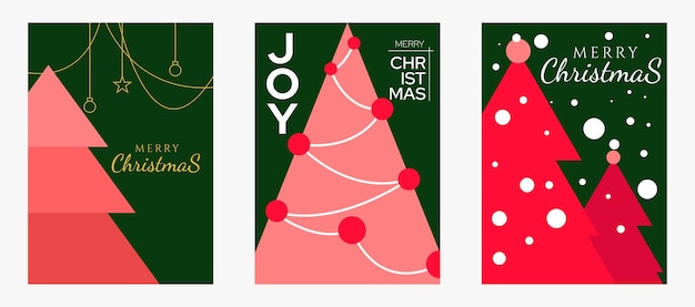 Diseño de tarjetas de felicitación de Navidad minimalistas de estilo plano