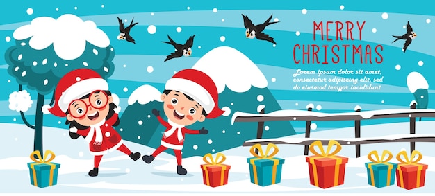 Diseño de tarjetas de felicitación navideñas con personajes de dibujos animados