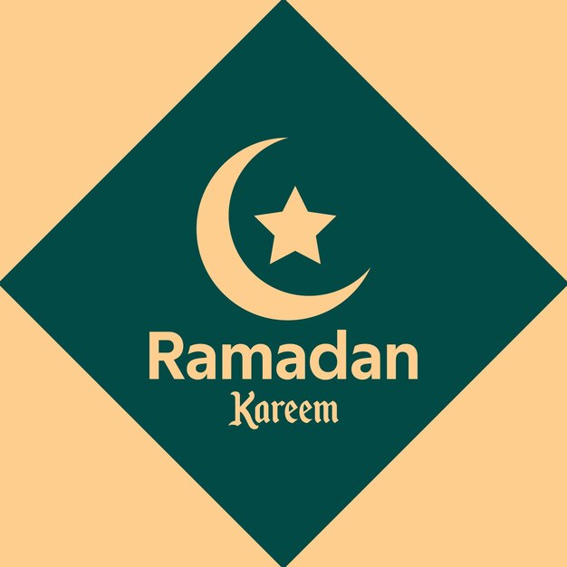 Diseño de tarjetas de felicitación de Ramadán Kareem con símbolos de luna y estrella