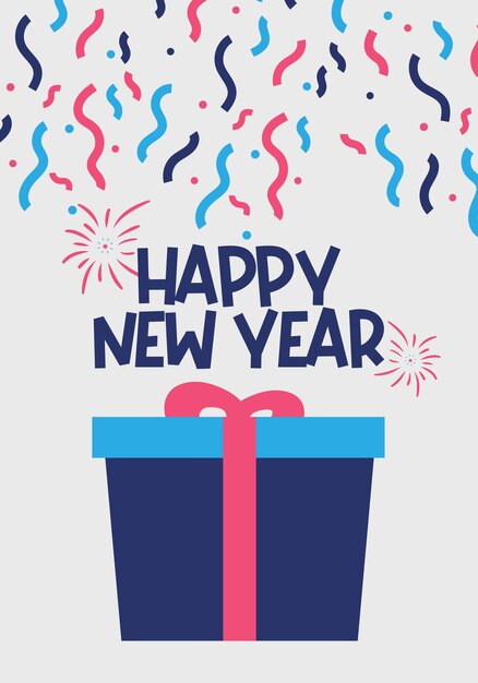 Diseño de tarjetas de Feliz Año Nuevo Ilustración vectorial de moda con decoración y diseño tipográfico