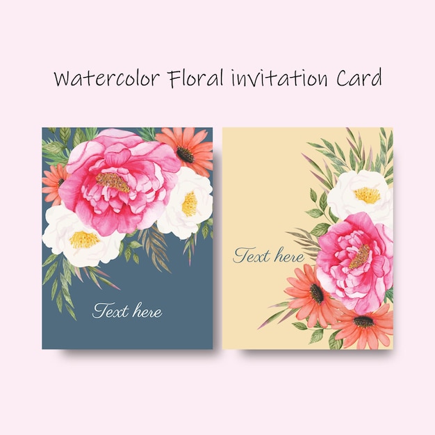 Diseño de tarjetas de invitación florales en acuarela