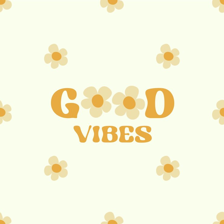 Vector diseño de tarjetas de motivación con texto good vibes y flores en estilo maravilloso sobre fondo de color claro