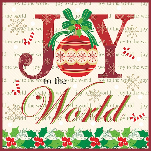 Diseño de tarjetas de Navidad con adornos y alegría para el mundo