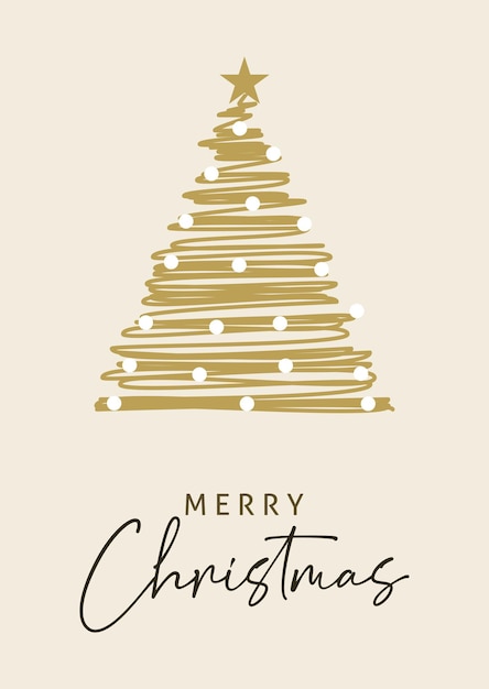 Diseño de tarjetas de Navidad con diseño de árbol garabateado