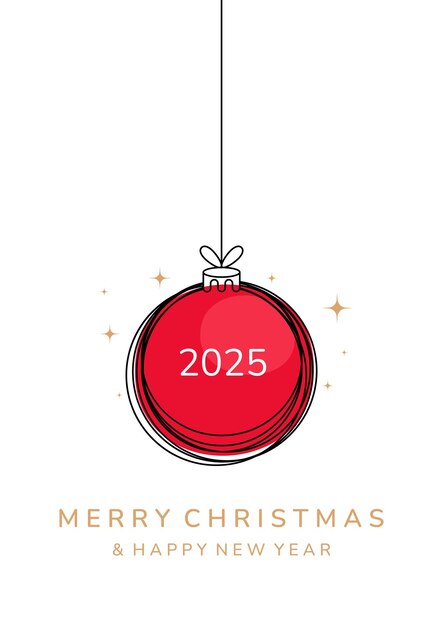 Diseño de tarjetas de Navidad Icono de bola de Navidad en fondo blanco