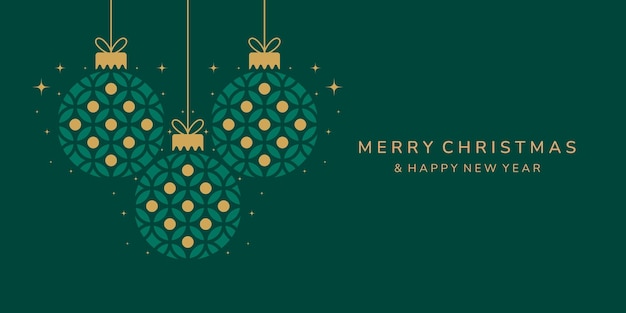 Diseño de tarjetas de Navidad Icono de bola de Navidad en fondo verde
