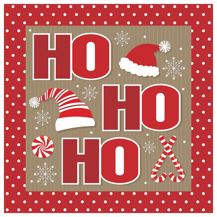 Vector diseño de tarjetas de navidad con sombrero de papá noel y ho ho ho