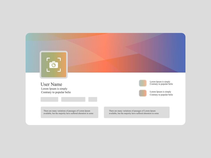 Vector diseño de tarjetas de perfil de usuario web coloridas