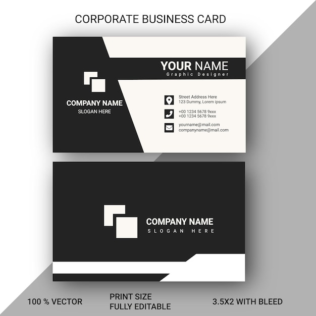 Vector diseño de tarjetas de presentación corporativas para usos corporativos o comerciales, incluso para uso personal.