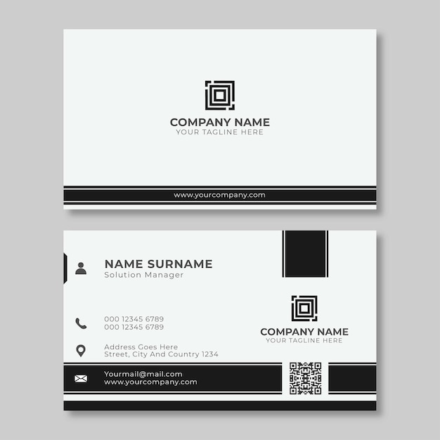 Diseño de tarjetas profesionales en color blanco y negro