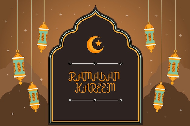 Diseño de tarjetas de Ramadán con letras árabes vectoriales