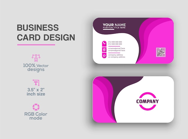 Diseño de tarjetas de visita de color rosa