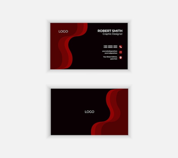 Diseño de tarjetas de visita corporativas rojas y negras