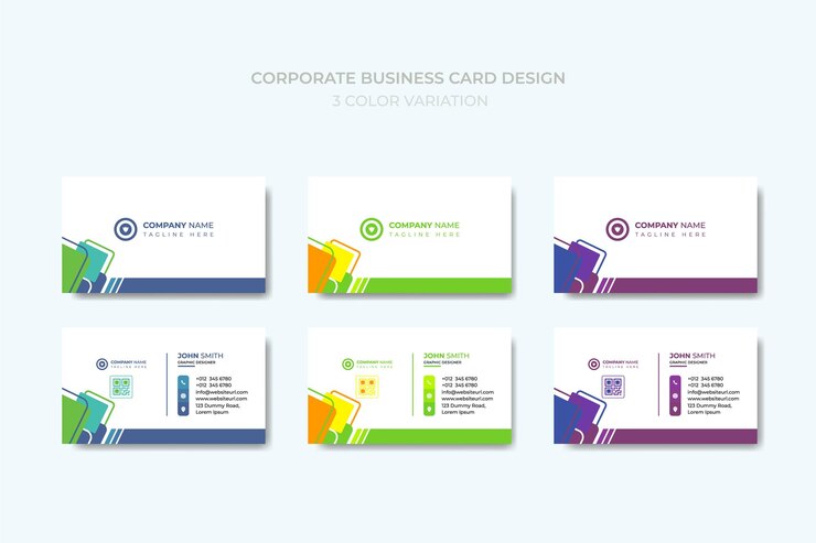 Vector diseño de tarjetas de visita corporativas vectoriales con tema de 3 colores