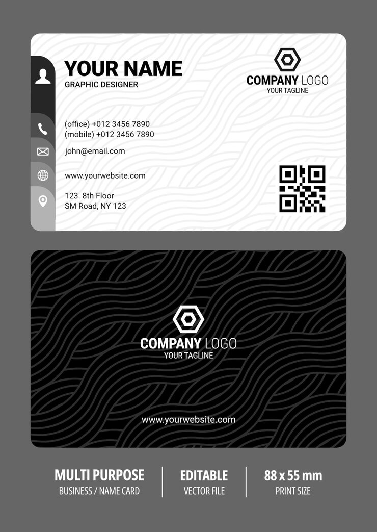 Diseño de tarjetas de visita con logotipo de la empresa e información de contacto