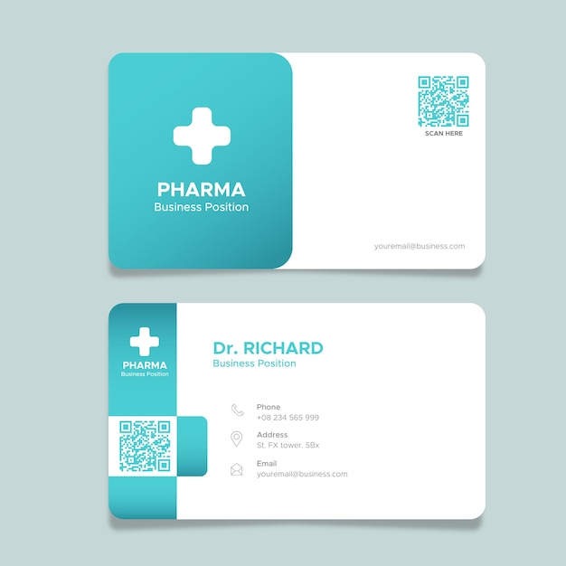 Vector diseño de tarjetas de visita médicas