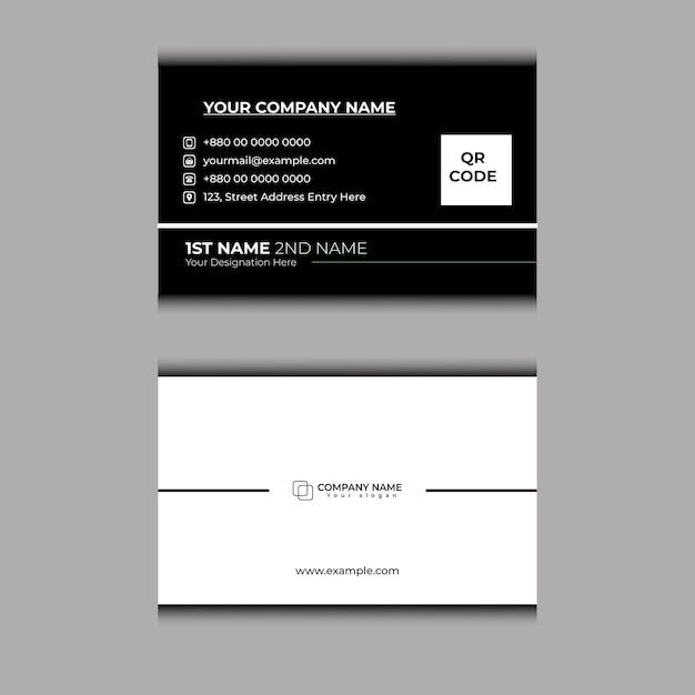 Diseño de tarjetas de visita profesionales en blanco y negro