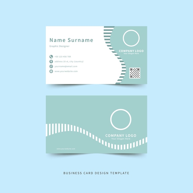Diseño de tarjetas de visita y vector de doble cara de color blanco