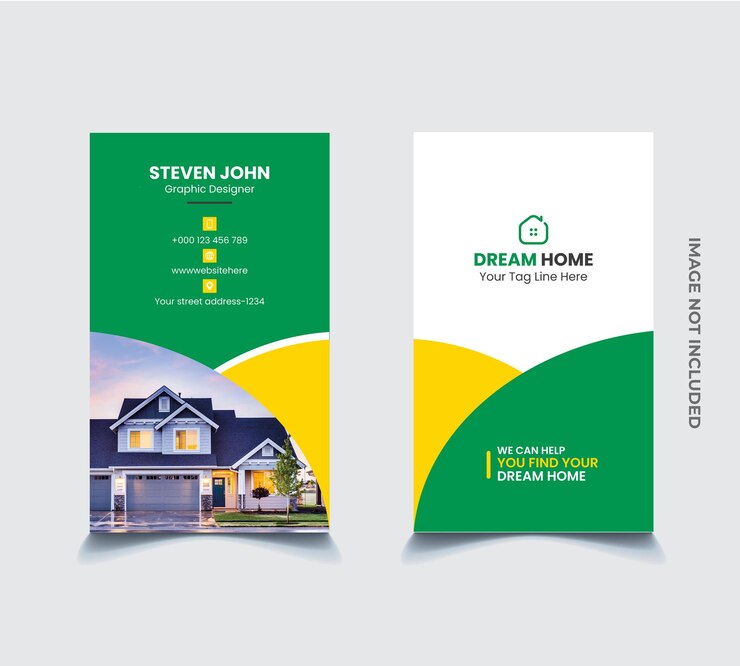 Diseño de tarjetas de visita verticales para bienes raíces