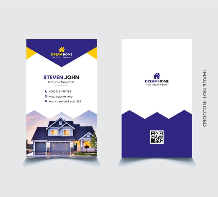 Diseño de tarjetas de visita verticales para bienes raíces