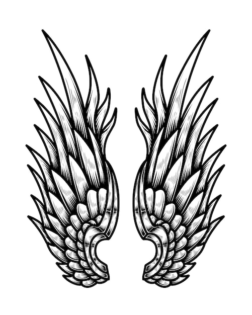 Diseño de tatuaje de alas de ángel vectorial