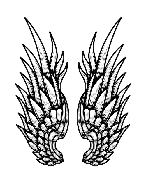 Diseño de tatuaje de alas de ángel vectorial