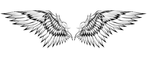 Diseño de tatuaje de alas de ángel vectorial