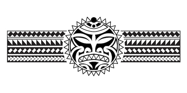 Diseño de tatuaje de borde polinesio Patrón samoano aborigen Textura en blanco y negro vector aislado