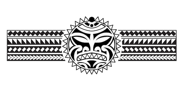 Diseño de tatuaje de borde polinesio Patrón samoano aborigen Textura en blanco y negro vector aislado