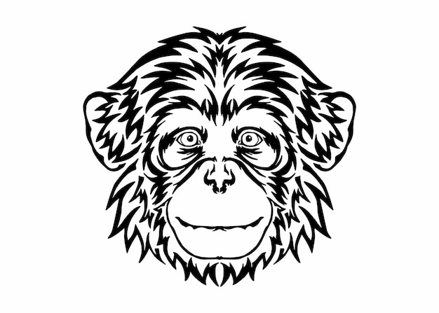 Diseño de tatuaje en la cabeza de un chimpancé