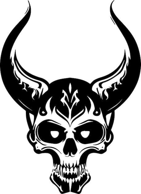 Vector diseño de tatuaje de calavera con cuerno