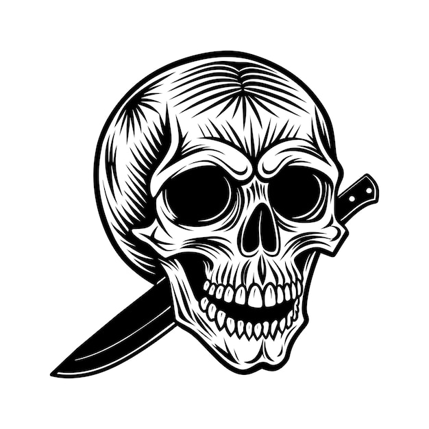 Un diseño de tatuaje de calavera con ilustración.