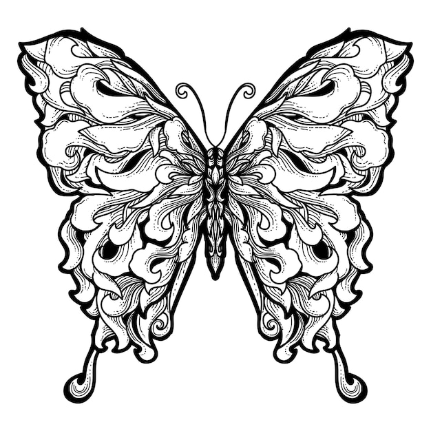 Diseño de tatuaje y camiseta butterfly premium