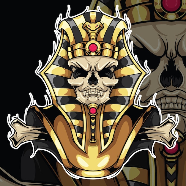 Diseño de tatuaje Cráneo Faraón., Concepto de diseño de tatuaje.